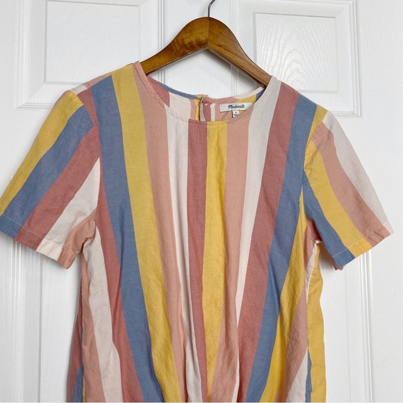 Madewell Button-Back Tie Top in Sherbet Stripe - Picture 3 of 7
